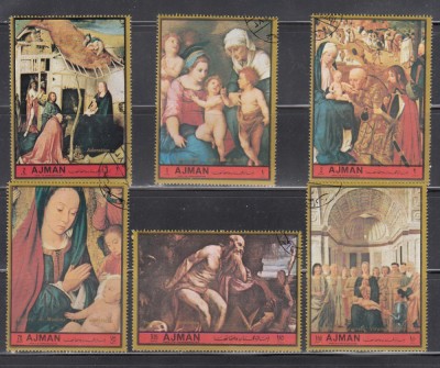 A12 S6 9 - Timbre foarte vechi - Ajman - pictura religioasa foto