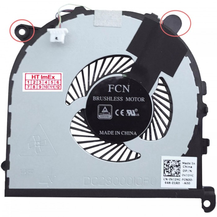 Cooler procesor Laptop, Dell, 15 5520, 0VJ2HC, VJ2HC, DFS501105PR0T-FJ6P, DC28000I0F0, 5V, 0.50A, CPU