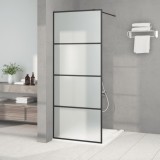 VidaXL Perete cabină duș walk-in negru 80x195 cm sticlă ESG mată