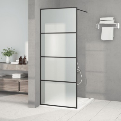 vidaXL Perete cabină duș walk-in negru 80x195 cm sticlă ESG mată 152130 foto