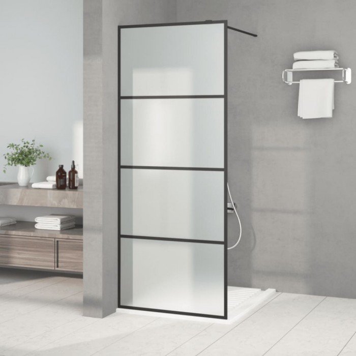 vidaXL Perete cabină duș walk-in negru 80x195 cm sticlă ESG mată 152130