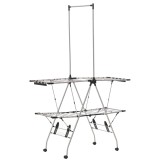 HOMCOM Uscător de rufe cu suport pliabil și roți, spațiu mare de uscare, oțel inoxidabil 138,5 x 63 x 208 cm argintiu negru | Aosom Romania