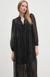 Sisley rochie culoarea negru, midi, evazată, 42UMLV06U