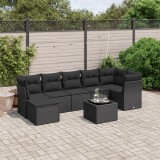Cumpara ieftin Gossi set mobilier de gradina cu perne, 8 piese, negru, poliratan