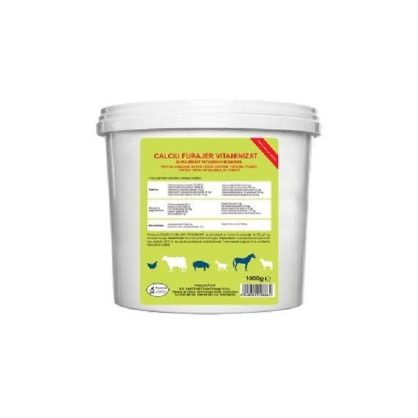 Calciu furajer vitaminizat pentru bovine, cabaline, ovine, pasari de curte, porcine, Pasteur, 5Kg