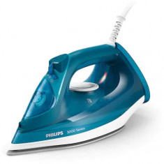 Fier de calcat Philips Seria 3000 DST3040/70, putere 2600W, jet continuu de abur 40g/min, culoare albastru deschis, rezervor de apa 300ml, talpa ceram