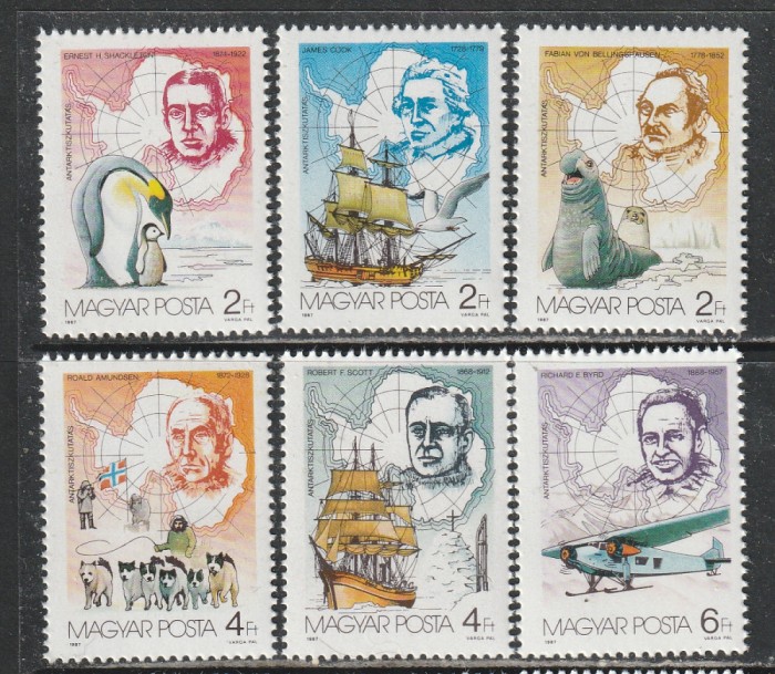 Ungaria1987- A 75-a Aniversare a Expeditiei Arctice 6v MNH