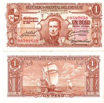 Uruguay 1 Peso 1939 P-35 aUNC foto