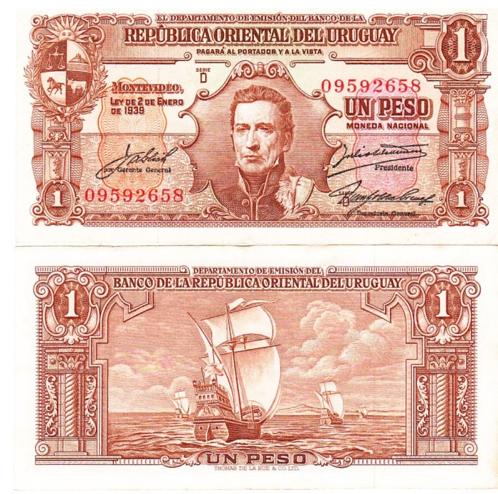 Uruguay 1 Peso 1939 P-35 aUNC