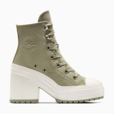 Converse tenisi de piele Chuck 70 De Luxe Heel Platform femei, culoarea verde, A10378C
