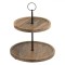 Suport Etajat Prajituri, Model 2 Nivele, Metal și Lemn, Diametru 25cm, Culoare Naturală