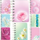 Cumpara ieftin Set 8 carnete cu spira Romantic-flori 7 x 10 cm, 75 foi veline