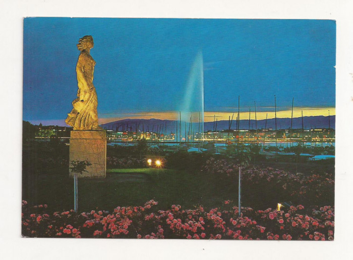 FA4 -Carte Postala- ITALIA - Geneve, Statue de la Brise, circulata