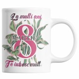 Cana alba personalizata &quot;La multi ani! 8 Martie. Te iubesc, mult&quot;, INOVATIX&reg;. 330ml, Oem