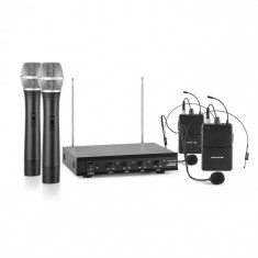 Auna Pro VHF-4-H-HS, set de microfon VHF cu 4 canale, 2 x ca?ti de microfon, 2 x microfon de m&amp;amp;amp;acirc;na, 50M foto