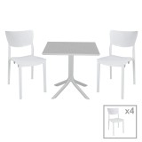 Cumpara ieftin Set de gradina masa si scaune Groovy-Ignite set 5 piese plastic alb 80x80x74.5cm