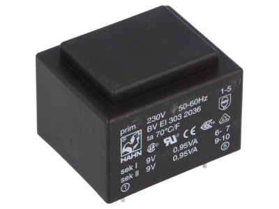 Transformator &amp;Icirc;ncapsulat PCB 1.9VA 230V 9V 105mA foto