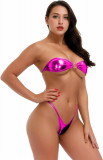 Eeni Sutien fără bretele pentru femei Set bikini bandeau 2 piese Bikini metalic sexy Costum de baie Lenjerie Rosy, Oem