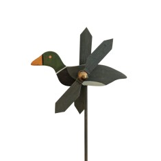 Morișcă de v&acirc;nt decorativă pentru grădină din lemn, model Rata salbatica