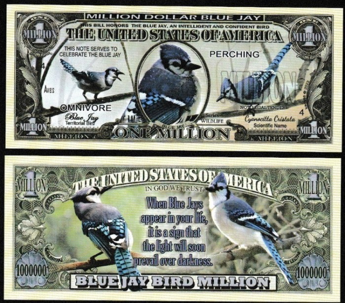 !!! SUA = FANTASY NOTE = BLUE JAY BIRD - 2023 - UNC / SERIA WILDLIFE
