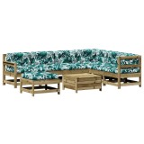 Set mobilier de gradina cu perne, 8 piese, lemn de pin tratat