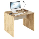 Cumpara ieftin Birou mdf natur stejar artisan alb Rioma 100x80x76 cm