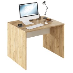 Birou mdf natur stejar artisan alb Rioma 100x80x76 cm
