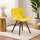 Scaun stil scandinav, Artool, Lago Velvet, catifea galbena, picioare lemn negru, 47x52x73.5 cm