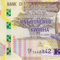 Bancnota Zambia 100 Kwacha 2021 - PNew UNC