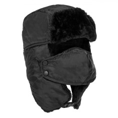 Căciulă Trapper Bărbați, Blană Artificială, Negru, Mască Inclusă, Mărime 59 cm, Rezistență la Apă