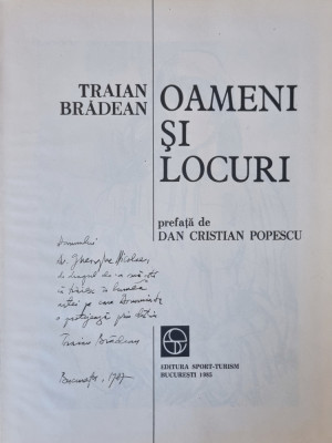 Traian Bradean - Oameni si locuri - cu dedicatie / autograf + carte de vizita foto