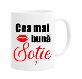 Cana alba personalizata &quot;Cea mai buna sotie&quot;, INOVATIX&reg;. 330ml