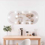 vidaXL Oglindă de perete cu lumini LED 25x60 cm oval sticlă