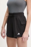 adidas pantaloni scurti Essentials femei, culoarea negru, neted, high waist, JD9944