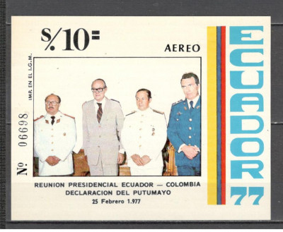 Ecuador.1977 Conferinta presedintilor din Ecuador si Columbia-Bl. GE.201 foto