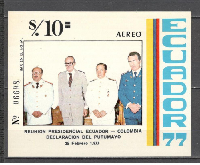 Ecuador.1977 Conferinta presedintilor din Ecuador si Columbia-Bl. GE.201