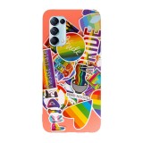 Husa compatibila cu Oppo A15s model Colorful Stickers, Silicon, TPU, Viceversa, Transparent, Carcasa