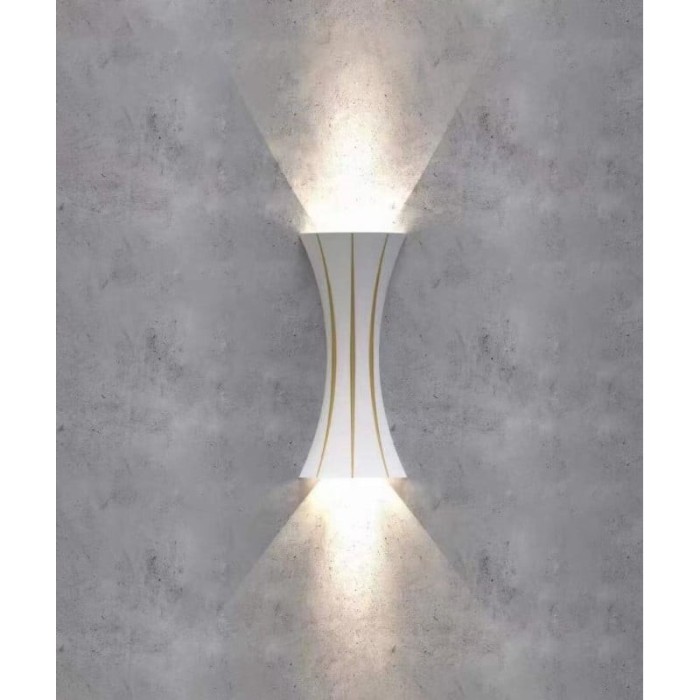 Aplica LED, Alb + Gold, Exterior, 10W, Lumina Calda