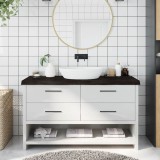VidaXL Blat de baie, maro &icirc;nchis, 140x50x(2-6) cm, lemn masiv tratat