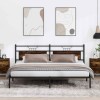 VidaXL Cadru pat fără saltea Stejar afumat 200x200 cm Lemn prelucrat 4106750