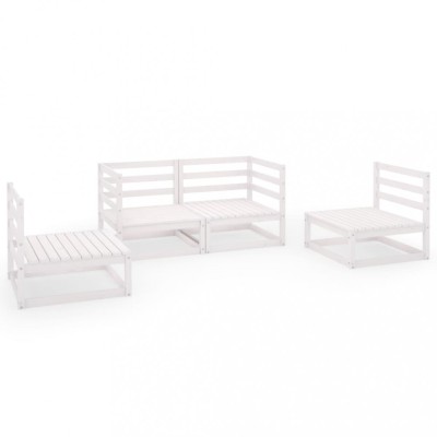 Set mobilier de gradina, 4 piese, alb, lemn masiv de pin foto