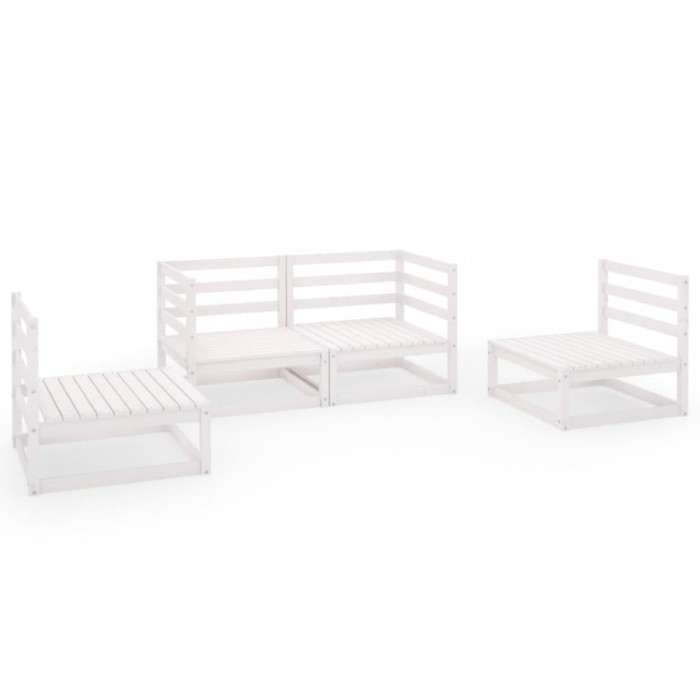 Set mobilier de gradina, 4 piese, alb, lemn masiv de pin