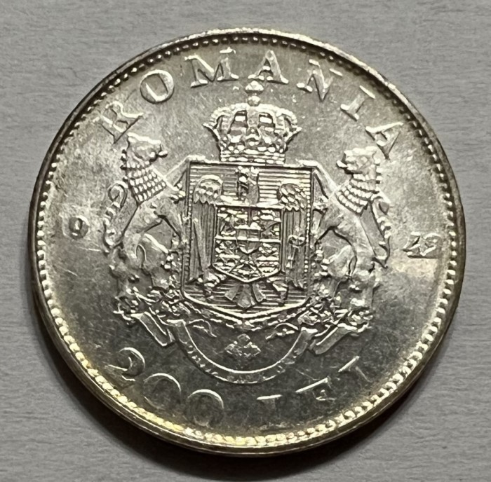 200 Lei 1942 Argint, Romania, a UNC