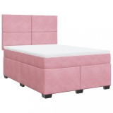Cumpara ieftin Pat box spring cu saltea, roz, 140x200 cm, catifea