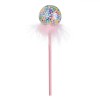 Creion 3D Roz cu Topper Bilă Pene Multicolor, 23cm - Rechizite Școlare, Instrument de Scris pentru Fete