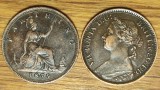 Marea Britanie - SUPEROFERTA ! - set 2 x 1 farthing 1879 &amp; 1886 - Victoria tanara- impecabile !