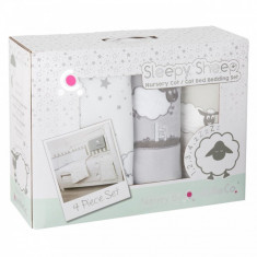 Set de pat Comfi-Dreams Sleepy Sheep 843060, pentru bebelusi, 4 piese foto