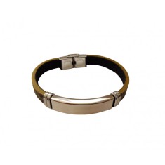 Bratara din piele ecologica, Inox, A4B54