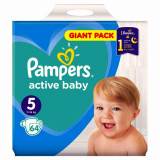 Pampers Active Baby Scutece Giant Pack,Nr.5,11-18 kg,64 buc, 6-12 luni, 4-16 kg