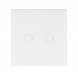 Cumpara ieftin Intrerupator dublu cu touch PNI SH202 din sticla, alb cu LED indicator